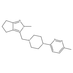 3-methyl-6-[4-({2-methyl-2H,4H,5H,6H-cyclopenta[c]pyrazol-3-yl}methyl)piperazin-1-yl]pyridazine结构式