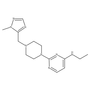 N-ethyl-2-{4-[(1-methyl-1H-1,2,4-triazol-5-yl)methyl]piperazin-1-yl}pyrimidin-4-amine结构式