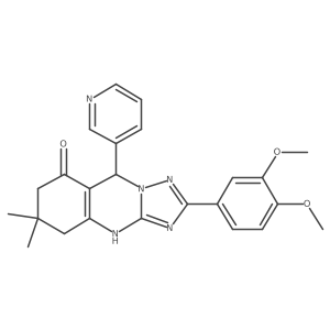 2-(3,4-dimethoxyphenyl)-6,6-dimethyl-9-(pyridin-3-yl)-5,6,7,9-tetrahydro-[1,2,4]triazolo[5,1-b]quinazolin-8(4H)-one结构式