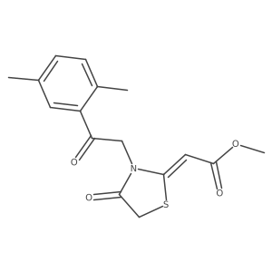 Methyl 2-[3-[2-(2,5-dimethylphenyl)-2-oxoethyl]-4-oxo-2-thiazolidinylidene]acetate Structure