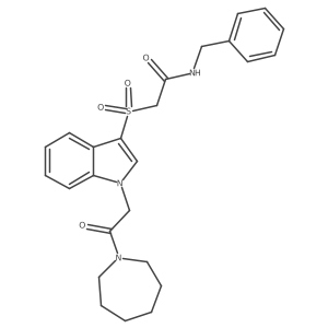 2-((1-(2-(azepan-1-yl)-2-oxoethyl)-1H-indol-3-yl)sulfonyl)-N-benzylacetamide Structure