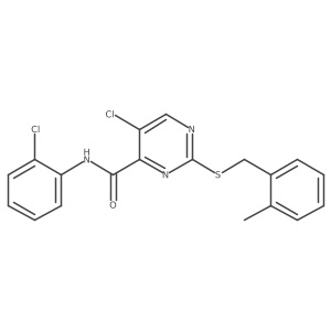 5-chloro-N-(2-chlorophenyl)-2-[(2-methylbenzyl)sulfanyl]pyrimidine-4-carboxamide结构式