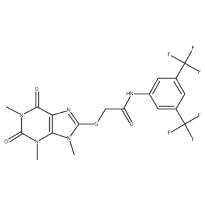 N-(3,5-bis(trifluoromethyl)phenyl)-2-((1,3,9-trimethyl-2,6-dioxo-2,3,6,9-tetrahydro-1H-purin-8-yl)thio)acetamide Structure