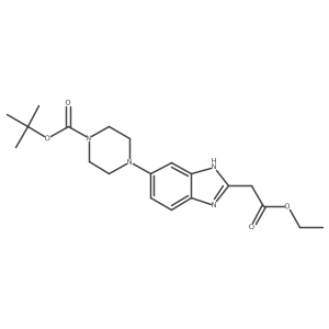 Ethyl 6-[4-[(1,1-dimethylethoxy)carbonyl]-1-piperazinyl]-1H-benzimidazole-2-acetate结构式