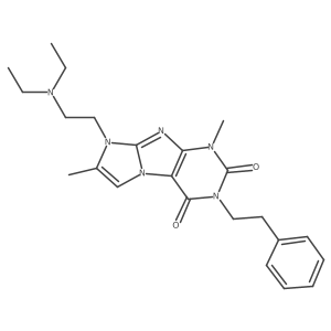 8-(2-(diethylamino)ethyl)-1,7-dimethyl-3-phenethyl-1H-imidazo[2,1-f]purine-2,4(3H,8H)-dione结构式