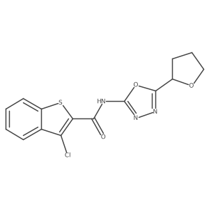3-chloro-N-(5-(tetrahydrofuran-2-yl)-1,3,4-oxadiazol-2-yl)benzo[b]thiophene-2-carboxamide Structure