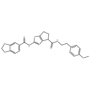 2-(benzo[d][1,3]dioxole-5-carboxamido)-N-(4-methoxyphenethyl)-5,6-dihydro-4H-cyclopenta[d]thiazole-4-carboxamide结构式