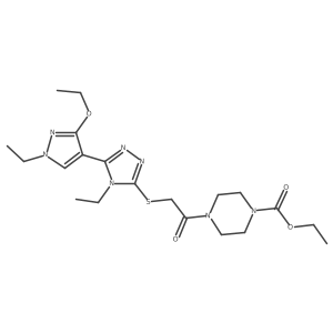 ethyl 4-(2-((5-(3-ethoxy-1-ethyl-1H-pyrazol-4-yl)-4-ethyl-4H-1,2,4-triazol-3-yl)thio)acetyl)piperazine-1-carboxylate Structure