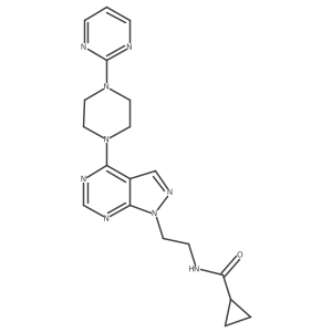 N-(2-(4-(4-(pyrimidin-2-yl)piperazin-1-yl)-1H-pyrazolo[3,4-d]pyrimidin-1-yl)ethyl)cyclopropanecarboxamide结构式