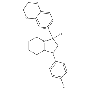 1-(4-Chlorophenyl)-3-(2,3-dihydrobenzo[b][1,4]dioxin-6-yl)-3-hydroxy-2,3,5,6,7,8-hexahydroimidazo[1,2-a]pyridin-1-ium bromide Structure