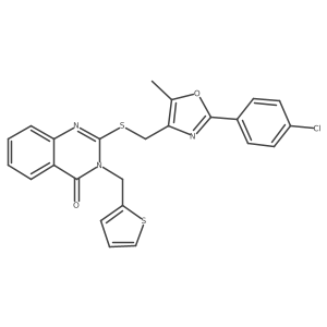 2-(((2-(4-chlorophenyl)-5-methyloxazol-4-yl)methyl)thio)-3-(thiophen-2-ylmethyl)quinazolin-4(3H)-one Structure