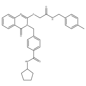 N-cyclopentyl-4-((2-((2-((4-methylbenzyl)amino)-2-oxoethyl)thio)-4-oxoquinazolin-3(4H)-yl)methyl)benzamide Structure