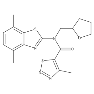 N-(4,7-dimethylbenzo[d]thiazol-2-yl)-4-methyl-N-((tetrahydrofuran-2-yl)methyl)-1,2,3-thiadiazole-5-carboxamide结构式