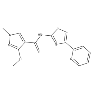 3-methoxy-1-methyl-N-(4-(pyridin-2-yl)thiazol-2-yl)-1H-pyrazole-4-carboxamide结构式