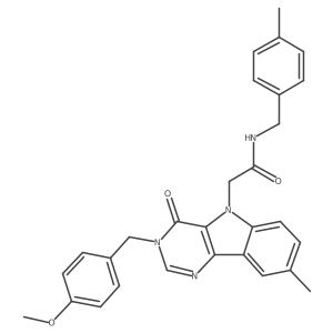 2-(3-(4-methoxybenzyl)-8-methyl-4-oxo-3H-pyrimido[5,4-b]indol-5(4H)-yl)-N-(4-methylbenzyl)acetamide结构式