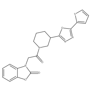 3-(2-oxo-2-(3-(5-(thiophen-2-yl)-1,3,4-oxadiazol-2-yl)piperidin-1-yl)ethyl)benzo[d]oxazol-2(3H)-one结构式