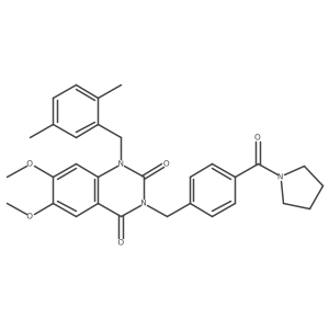 1-(2,5-dimethylbenzyl)-6,7-dimethoxy-3-(4-(pyrrolidine-1-carbonyl)benzyl)quinazoline-2,4(1H,3H)-dione结构式