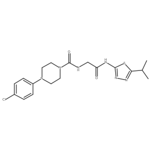 4-(4-chlorophenyl)-N-(2-oxo-2-{[(2Z)-5-(propan-2-yl)-1,3,4-thiadiazol-2(3H)-ylidene]amino}ethyl)piperazine-1-carboxamide结构式