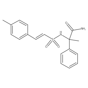 2-[[(E)-2-(4-methylphenyl)ethenyl]sulfonylamino]-2-phenylpropanamide Structure