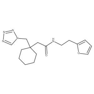 N-[2-(2-furyl)ethyl]-2-[1-(1H-1,2,3,4-tetraazol-1-ylmethyl)cyclohexyl]acetamide结构式
