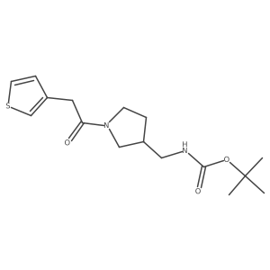 Tert-butyl ((1-(2-(thiophen-3-yl)acetyl)pyrrolidin-3-yl)methyl)carbamate结构式