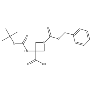 1-((Benzyloxy)carbonyl)-3-((tert-butoxycarbonyl)amino)azetidine-3-carboxylic acid结构式