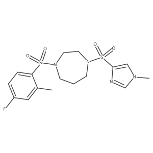 1-((4-fluoro-2-methylphenyl)sulfonyl)-4-((1-methyl-1H-imidazol-4-yl)sulfonyl)-1,4-diazepane结构式