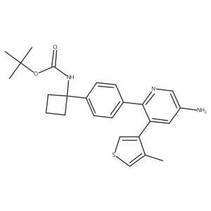 tert-butyl N-[1-[4-[5-amino-3-(4-methylthiophen-3-yl)pyridin-2-yl]phenyl]cyclobutyl]carbamate Structure