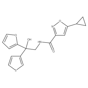5-cyclopropyl-N-[2-(furan-2-yl)-2-hydroxy-2-(thiophen-3-yl)ethyl]-1,2-oxazole-3-carboxamide Structure