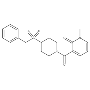 3-(4-(benzylsulfonyl)piperidine-1-carbonyl)-1-methylpyridin-2(1H)-one Structure