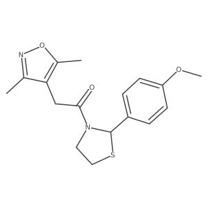 2-(3,5-Dimethylisoxazol-4-yl)-1-(2-(4-methoxyphenyl)thiazolidin-3-yl)ethanone Structure