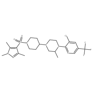 1-[3-chloro-5-(trifluoromethyl)pyridin-2-yl]-2-methyl-4-{1-[(1,3,5-trimethyl-1H-pyrazol-4-yl)sulfonyl]piperidin-4-yl}piperazine Structure