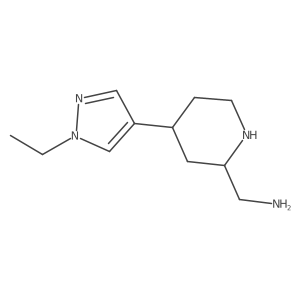[4-(1-ethyl-1H-pyrazol-4-yl)piperidin-2-yl]methanamine Structure