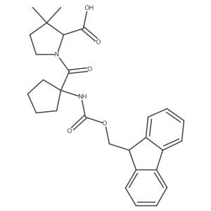 1-[1-({[(9H-fluoren-9-yl)methoxy]carbonyl}amino)cyclopentanecarbonyl]-3,3-dimethylpyrrolidine-2-carboxylic acid结构式