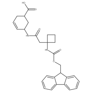 5-{2-[1-({[(9H-fluoren-9-yl)methoxy]carbonyl}amino)cyclobutyl]acetamido}cyclohex-3-ene-1-carboxylic acid结构式