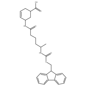 5-[5-({[(9H-fluoren-9-yl)methoxy]carbonyl}amino)hexanamido]cyclohex-3-ene-1-carboxylic acid Structure