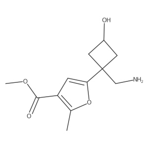 Methyl 5-[1-(aminomethyl)-3-hydroxycyclobutyl]-2-methylfuran-3-carboxylate结构式