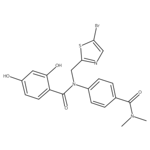 N-[(5-bromo-1,3-thiazol-2-yl)methyl]-N-[4-(dimethylcarbamoyl)phenyl]-2,4-dihydroxybenzamide Structure