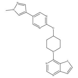 5-(1-methyl-1H-pyrazol-4-yl)-2-[(1-{thieno[3,2-d]pyrimidin-4-yl}piperidin-4-yl)oxy]pyrimidine结构式