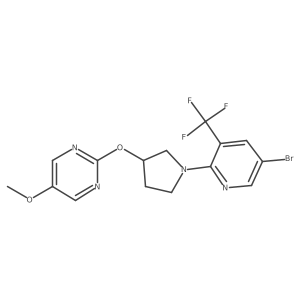 2-({1-[5-Bromo-3-(trifluoromethyl)pyridin-2-yl]pyrrolidin-3-yl}oxy)-5-methoxypyrimidine结构式