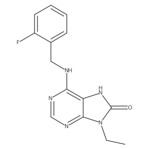 9-ethyl-6-{[(2-fluorophenyl)methyl]amino}-8,9-dihydro-7H-purin-8-one结构式