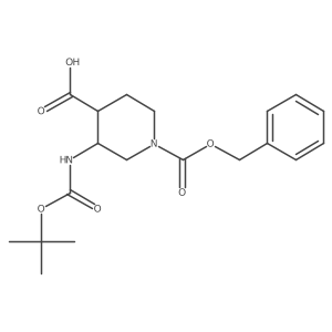 1-[(Benzyloxy)carbonyl]-3-{[(tert-butoxy)carbonyl]amino}piperidine-4-carboxylic acid结构式