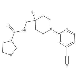 N-{[1-(4-cyanopyridin-2-yl)-4-fluoropiperidin-4-yl]methyl}oxolane-3-carboxamide结构式