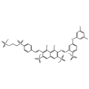 4-Amino-6-[2-[5-[(2,6-difluoro-4-pyrimidinyl)amino]-2-sulfophenyl]diazenyl]-5-hydroxy-3-[2-[4-[[2-(sulfooxy)ethyl]sulfonyl]phenyl]diazenyl]-2,7-naphthalenedisulfonic acid Structure