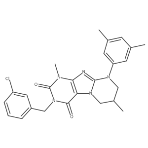 3-(3-chlorobenzyl)-9-(3,5-dimethylphenyl)-1,7-dimethyl-6,7,8,9-tetrahydropyrimido[2,1-f]purine-2,4(1H,3H)-dione Structure