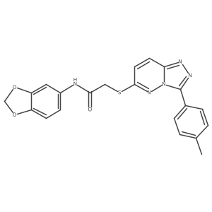 N-(benzo[d][1,3]dioxol-5-yl)-2-((3-(p-tolyl)-[1,2,4]triazolo[4,3-b]pyridazin-6-yl)thio)acetamide结构式