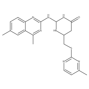 2-[(4,6-Dimethylquinazolin-2-yl)amino]-6-[(4-methylpyrimidin-2-yl)sulfanylmethyl]-1,3-diazinan-4-one Structure