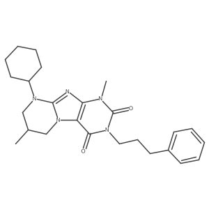 9-cyclohexyl-1,7-dimethyl-3-(3-phenylpropyl)-6,7,8,9-tetrahydropyrimido[2,1-f]purine-2,4(1H,3H)-dione结构式