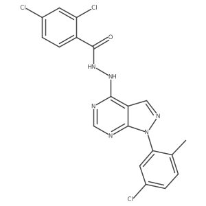 2,4-dichloro-N'-[1-(5-chloro-2-methylphenyl)-1H-pyrazolo[3,4-d]pyrimidin-4-yl]benzohydrazide结构式