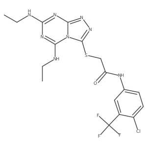 2-((5,7-bis(ethylamino)-[1,2,4]triazolo[4,3-a][1,3,5]triazin-3-yl)thio)-N-(4-chloro-3-(trifluoromethyl)phenyl)acetamide结构式